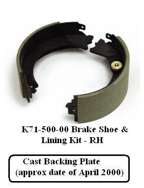10K HD RH Shoe & Lining Kit 71-500 Cast Backing Plate